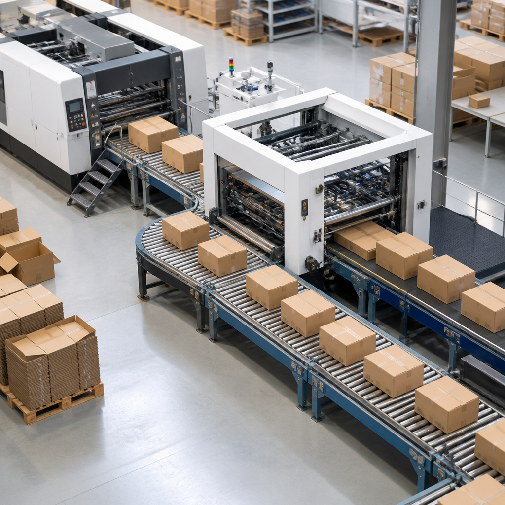 Dây chuyền sản xuất hộp carton tại xưởng Ngọn Hải Đăng