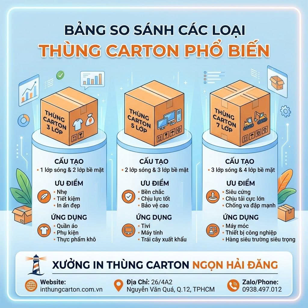 Bảng So Sánh Các Loại Thùng Carton Phổ Biến