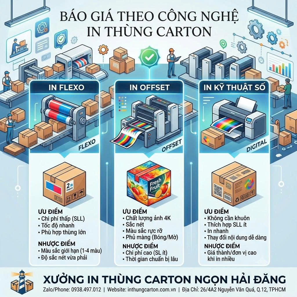 Báo Giá Theo Công Nghệ In Thùng Carton