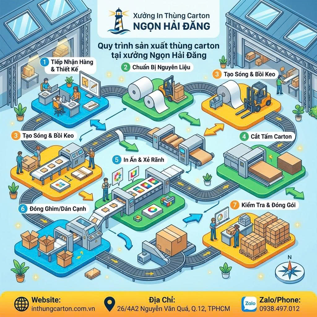 Quy trình sản xuất thùng carton tại xưởng