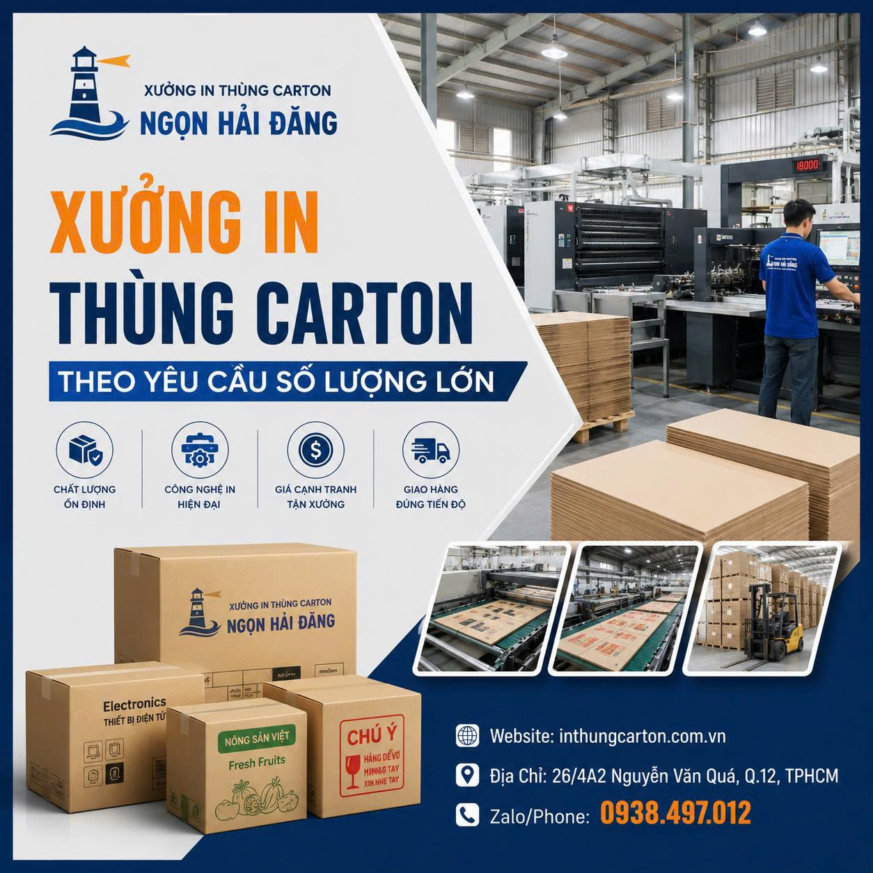 Xưởng in thùng carton theo yêu cầu số lượng lớn