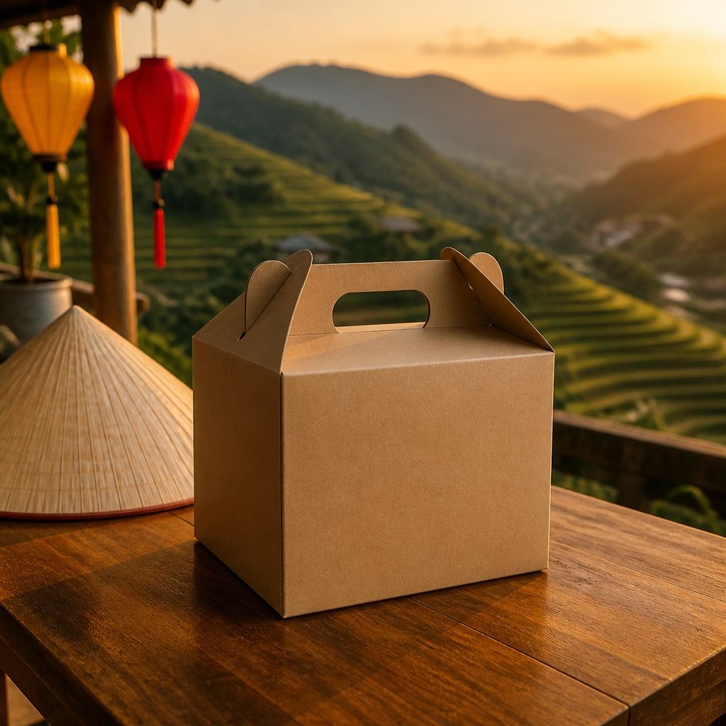 Thiết kế hộp carton tay cầm với quai giấy tích hợp