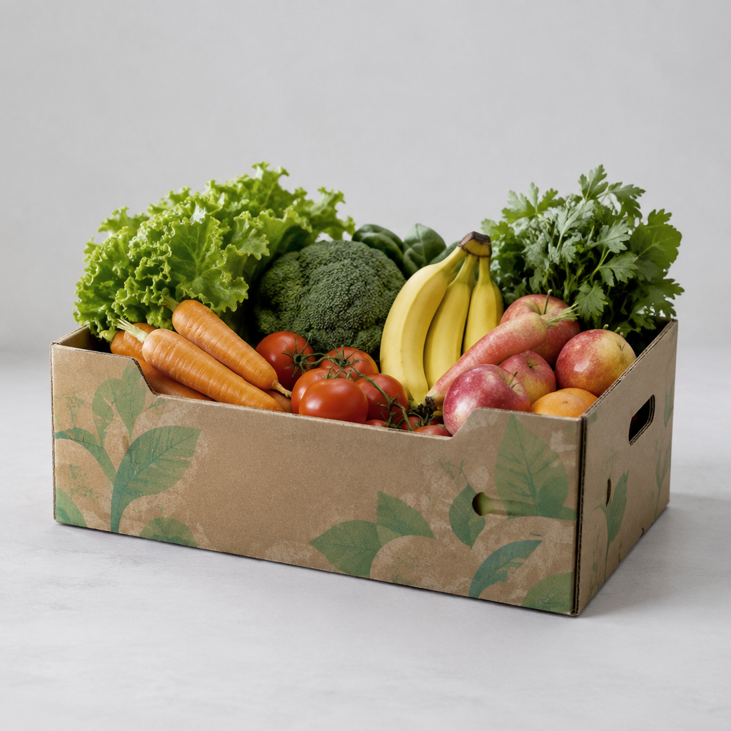 Thùng carton đựng rau củ tươi sống, có lớp chống thấm bên trong