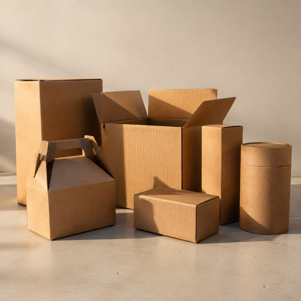 Hình ảnh minh họa các loại thùng carton khác nhau phù hợp cho việc đóng gói hàng hóa