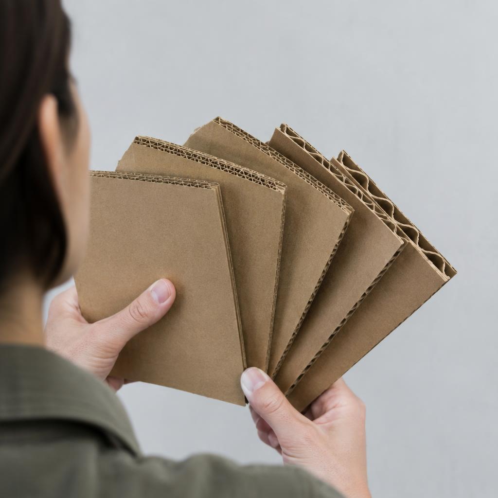 Các loại sóng carton phổ biến như A, B, C, E, F với hình dạng khác nhau